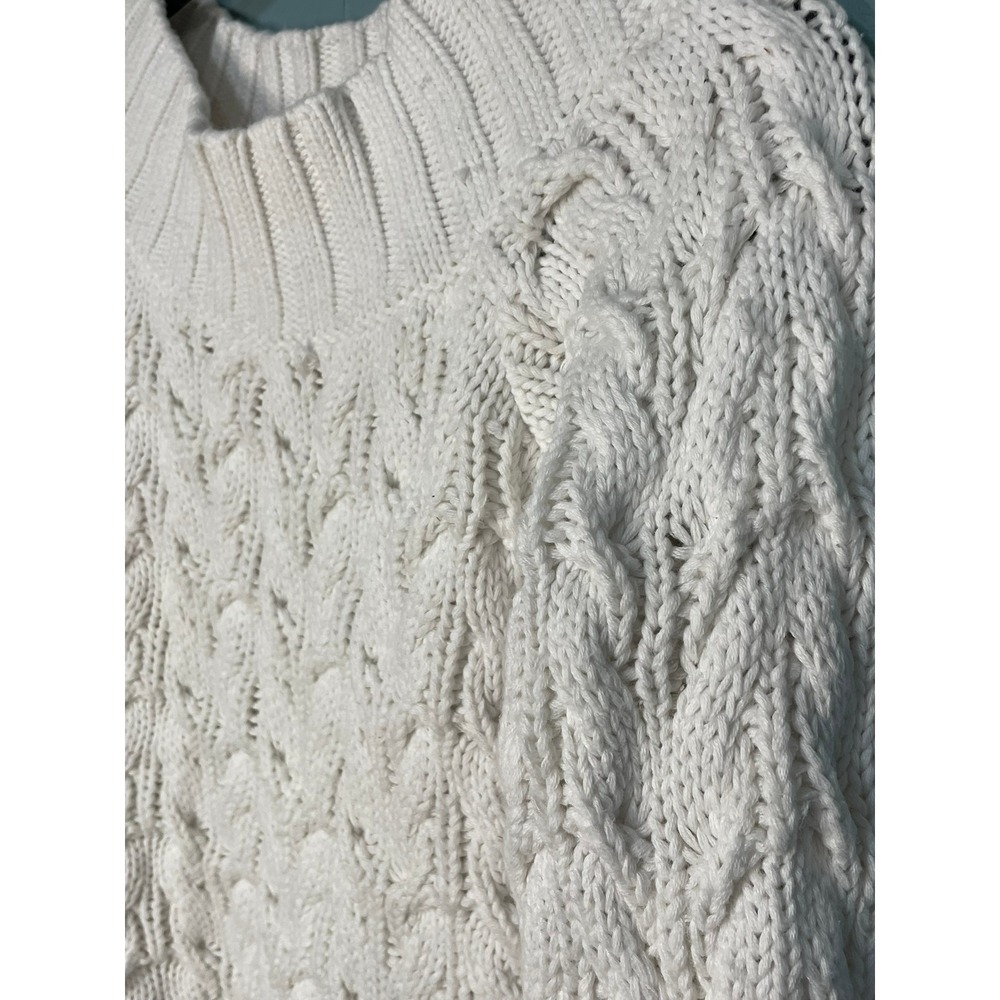 Vineyard Vines Cable Knit Cotton Sweater Women's Size M Crew Neck Long Sleeve - Picture 3 of 7